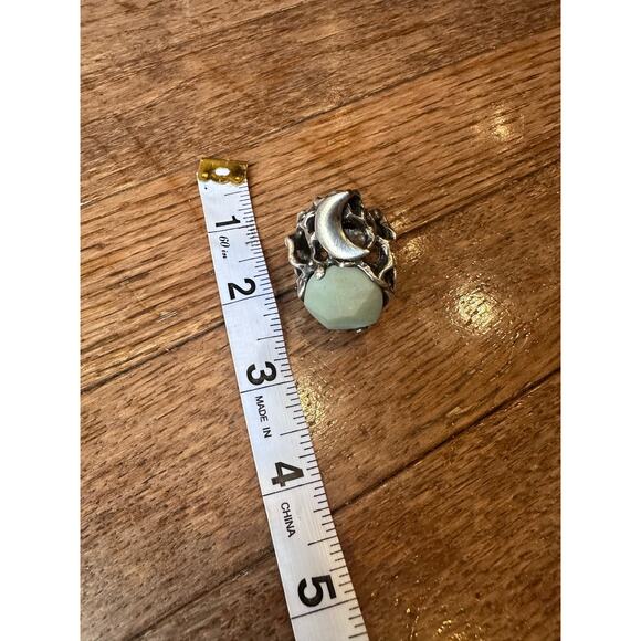 Rare Mania Mania 925 Silver Amazonite Crescent Moon Chunky Statement Ring SZ. 8 - Picture 6 of 16